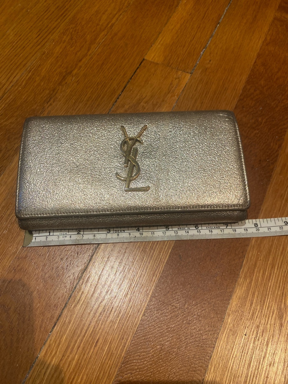 YSL Metallic Calfskin Cassandre Clutch Bag